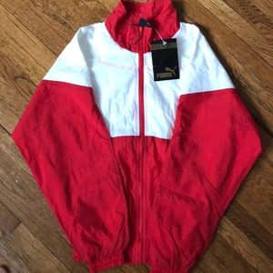 NWT puma red and white sweater/ jacket size YL